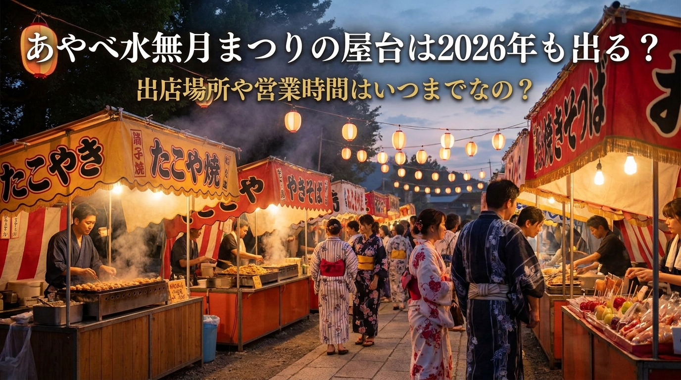 あやべ水無月まつりの屋台は2026年も出る?出店場所や営業時間はいつまでなの?