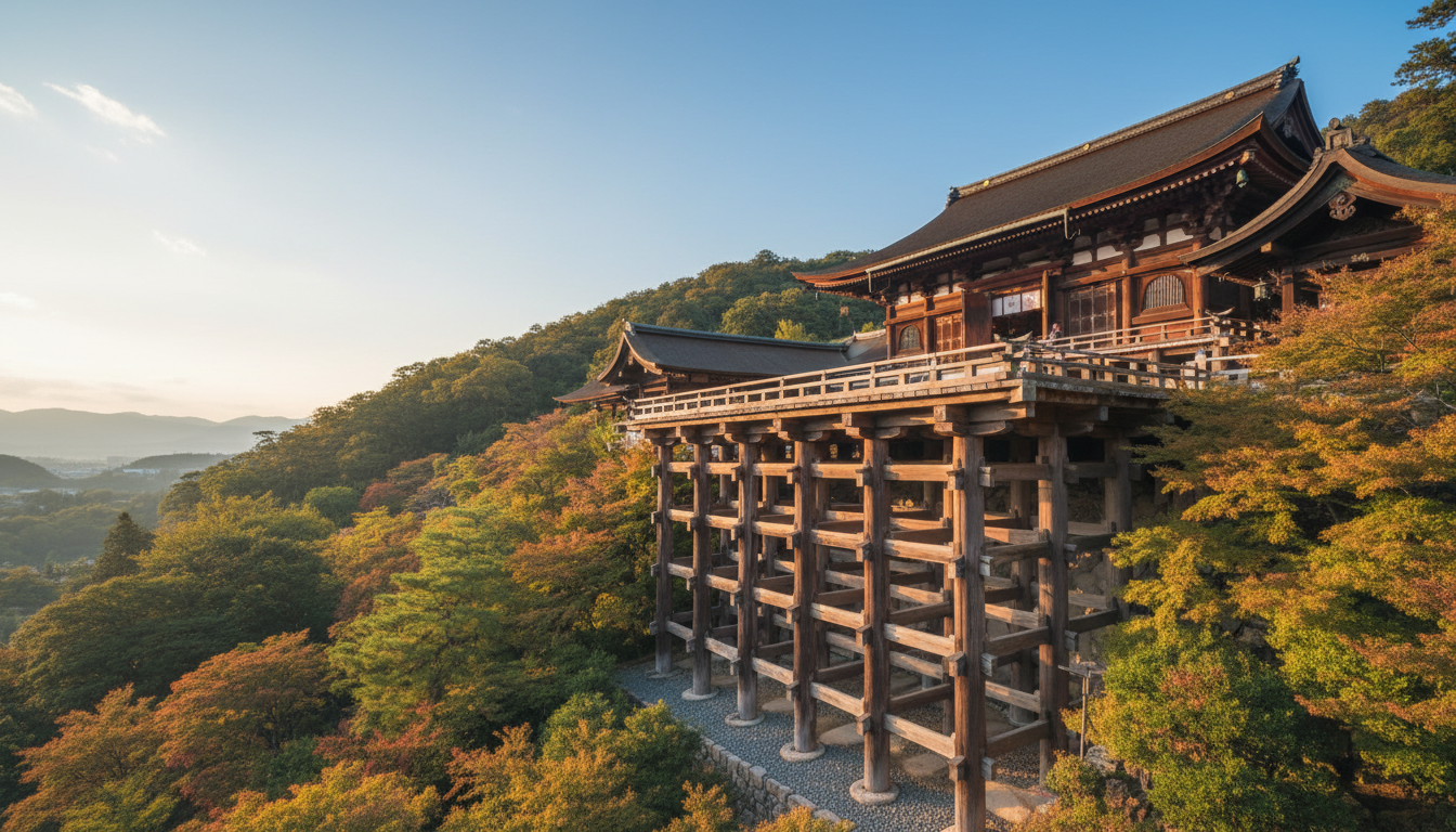 清水寺の舞台は釘を一切使わない伝統工法で建てられている