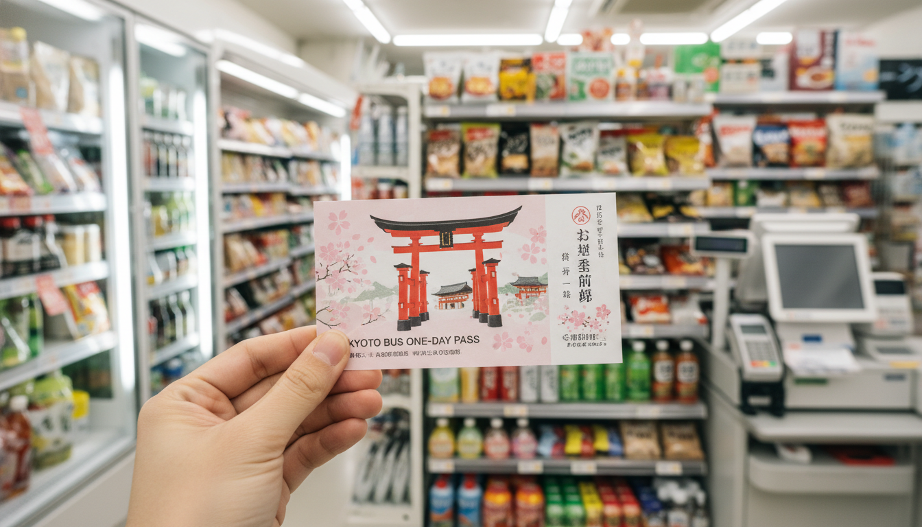 京都バス一日乗車券はコンビニで購入できます