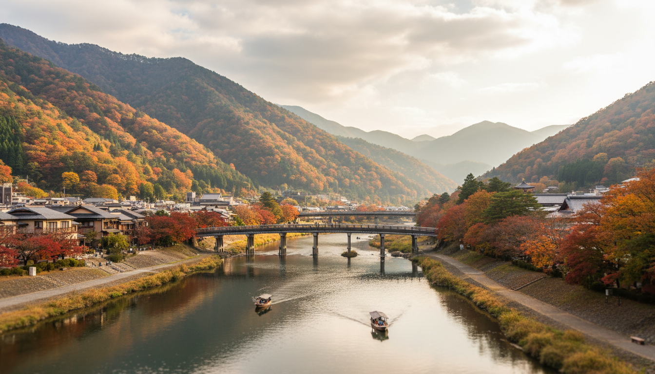 嵐山は右京区と西京区の2つの区にまたがる観光地