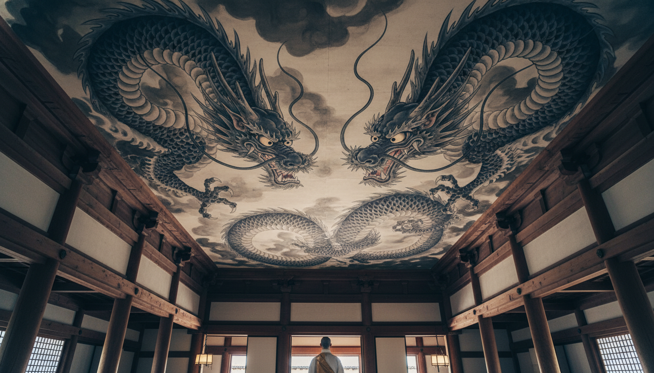 建仁寺の双龍図は八方睨みの技法で描かれた傑作