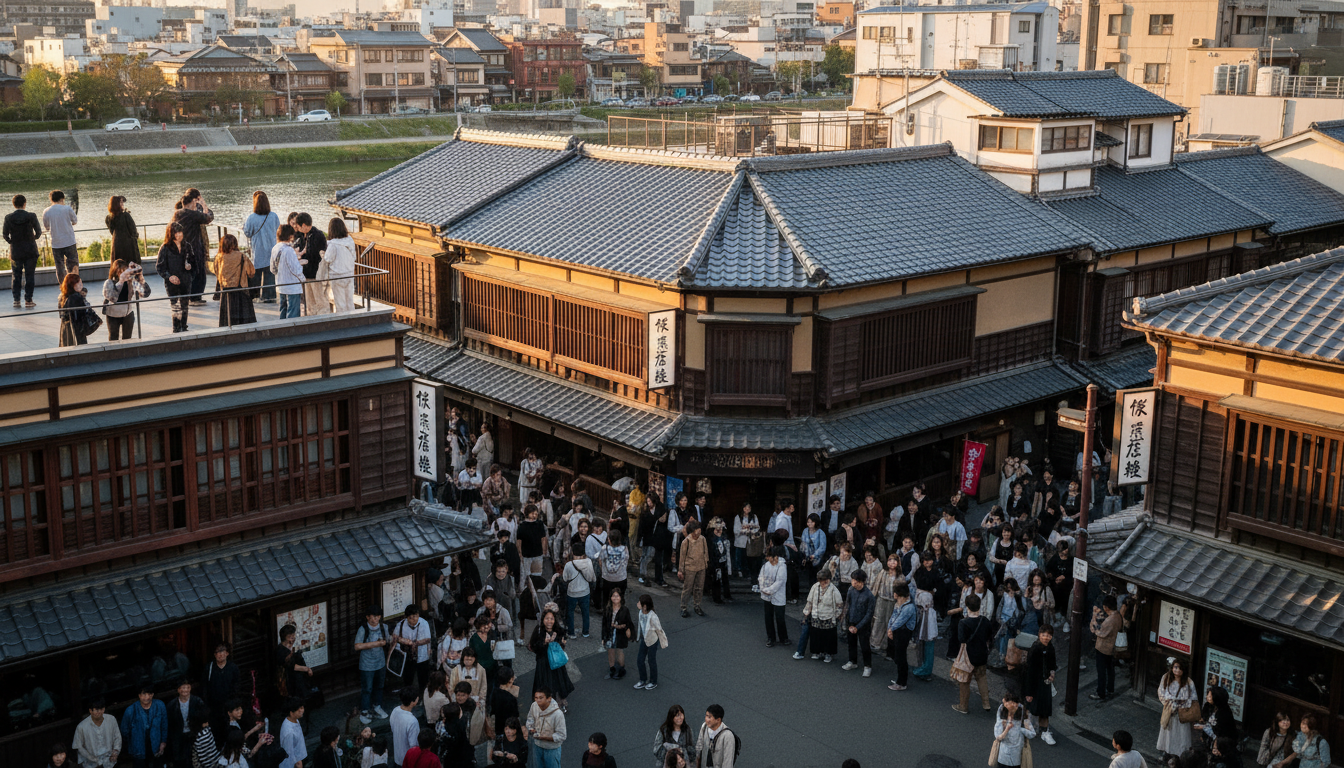 磔磔を見やすいのは河原町交差点東側と屋上展望スポット