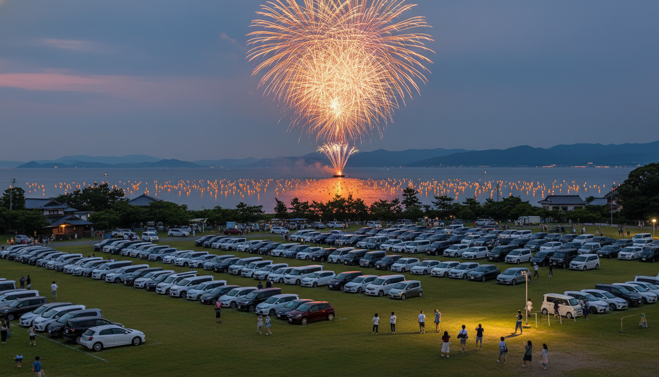 宮津燈籠流し花火大会の駐車場は約2,000台分の無料臨時駐車場が用意されます