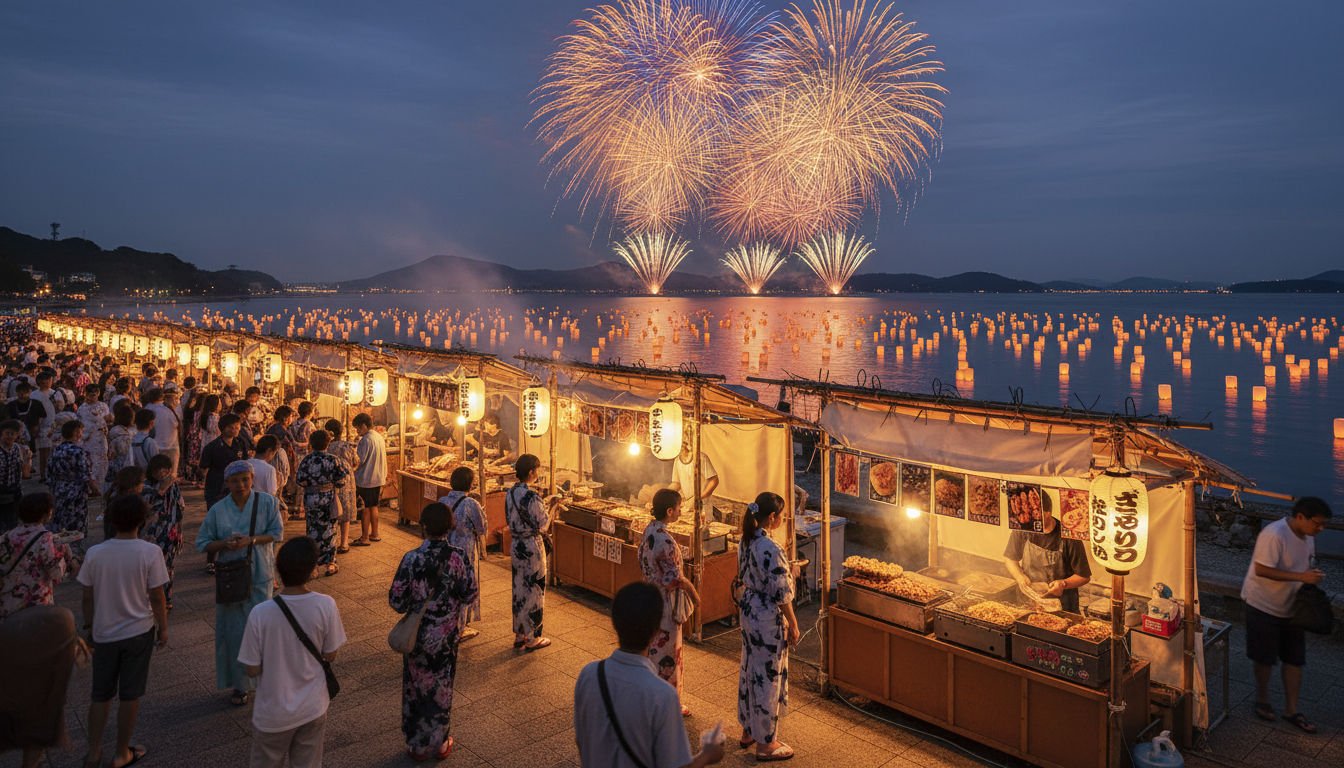 宮津燈籠流し花火大会の屋台を完全ガイド！地元グルメから穴場スポット